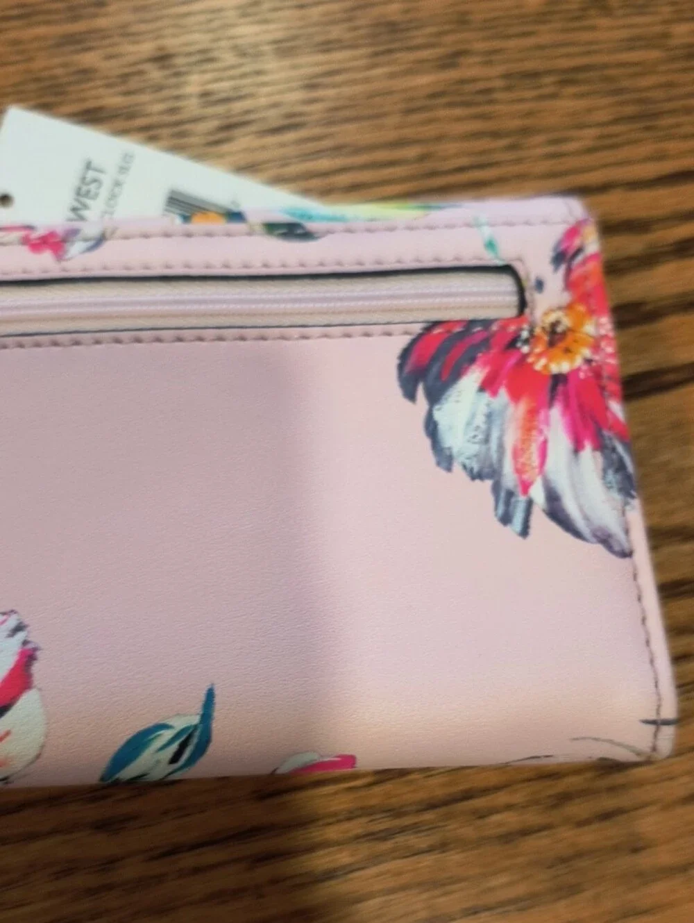 Nine West Pink Floral Wallet Clutch with Multicolor Blooms